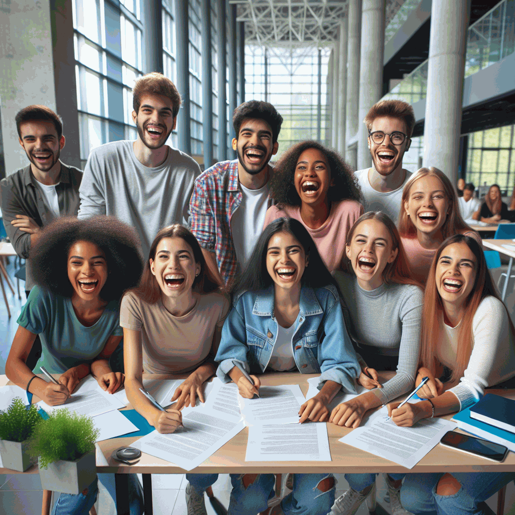 Students applying for the national scholarship at a university office